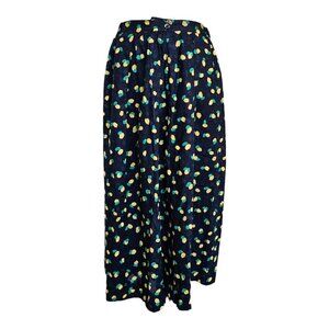 Daks Navy Blue Lemon Print Long Length Skirt Sz 12